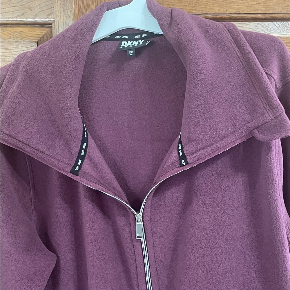 DKNY Sport Plum Zip-Up Fleece Jacket Sz.2x